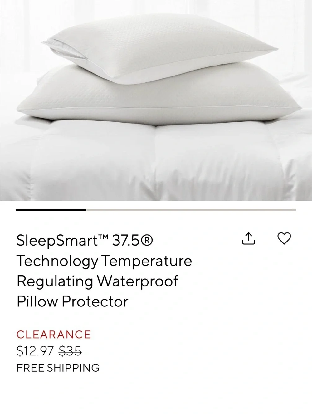 Pottery Barn White SleepSmart™ Temperature-Regulating Pillow Protector
